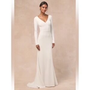 Lulus Feeling of Forever White Long Sleeve Mermaid Maxi Dress Size Medium New!